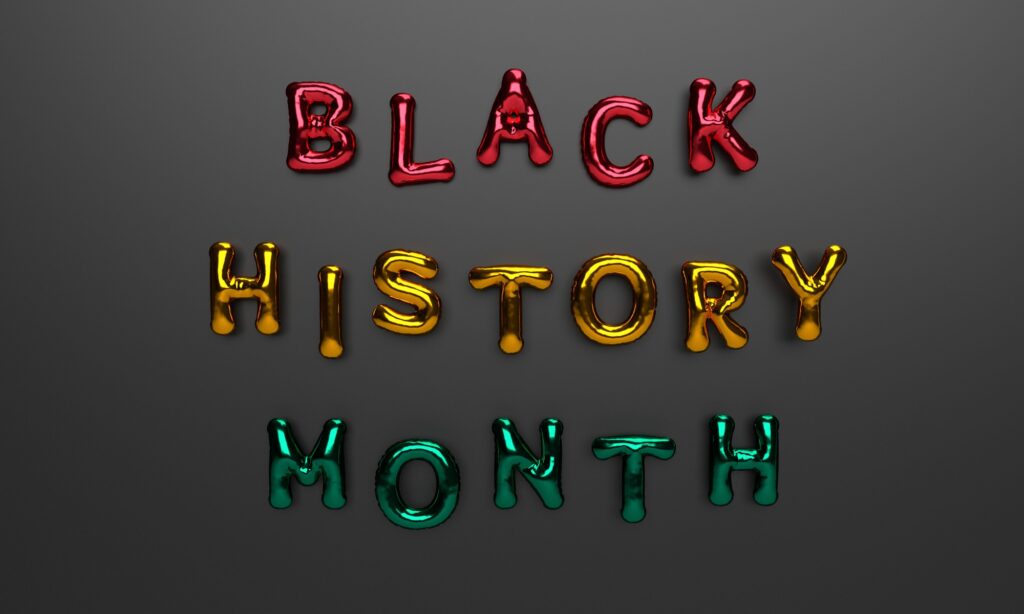 Black History Month text font calligraphy hand written red yellow green orange golden pink orange co
